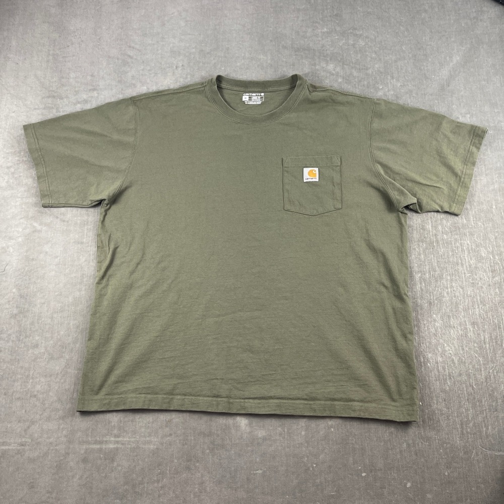Carhartt Mens XL Olive Green K87 Loose Fit Workwear Pocket T-Shirt